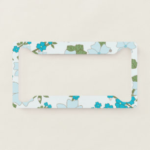 Blue Flowers, Floral Pattern, Pattern Of Flowers License Plate Frame