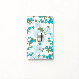 Blue Flowers, Floral Pattern, Pattern Of Flowers Light Switch Cover