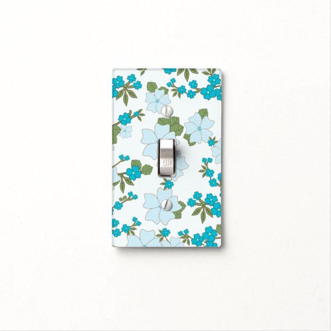 Blue Flowers, Floral Pattern, Pattern Of Flowers Light Switch Cover (In Situ)