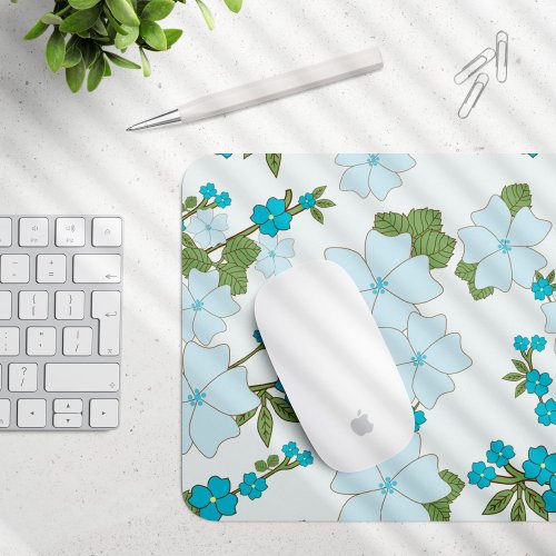 Blue Flowers Floral Pattern Pattern Of Flowers Mouse Pad