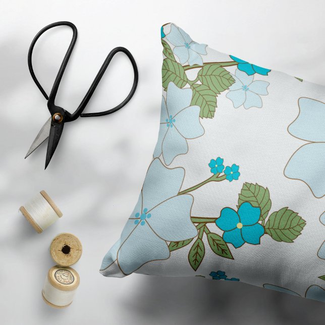 Blue Flowers, Floral Pattern, Pattern Of Flowers Pillow Case (Creator Uploaded)