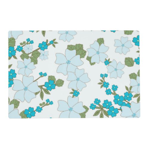 Blue Flowers Floral Pattern Pattern Of Flowers Placemat