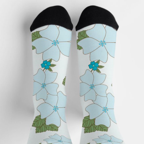 Blue Flowers Floral Pattern Pattern Of Flowers Socks