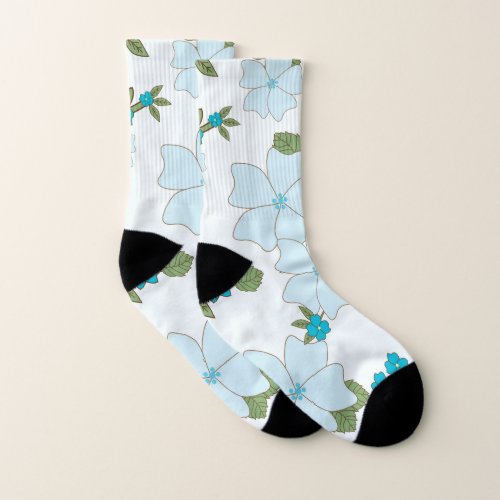 Blue Flowers Floral Pattern Pattern Of Flowers Socks