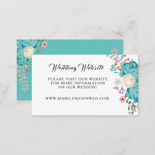 Blue Flowers Floral Wedding Wesbsite Details  Enclosure Card