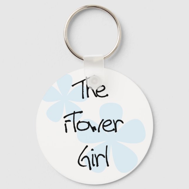 Blue Flowers Flower Girl Keychain (Front)