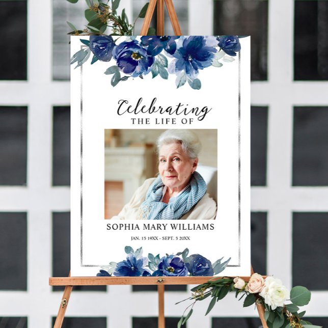 Blue Flowers Funeral Welcome Sign (Creator Uploaded)