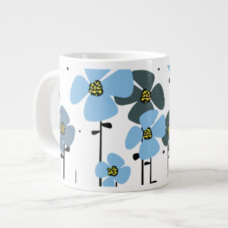 Blue flowers giant coffee mug