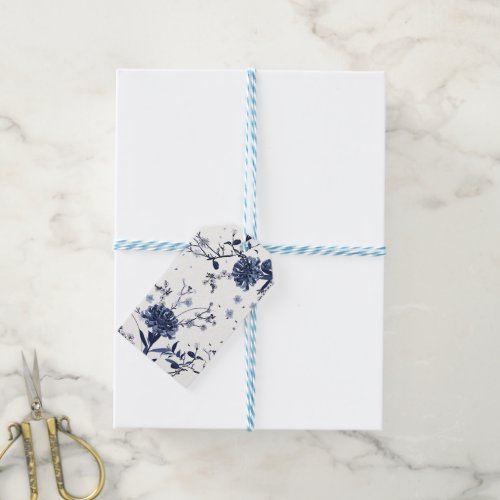 Blue flowers gift tags