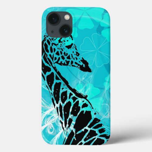 Blue Flowers Giraffe iPhone 13 Case