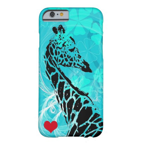Blue Flowers Giraffe with Red Heart Barely There iPhone 6 Case