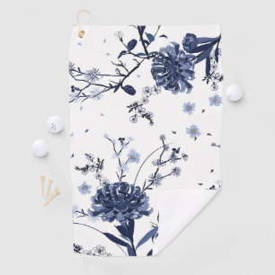 Blue flowers golf towel