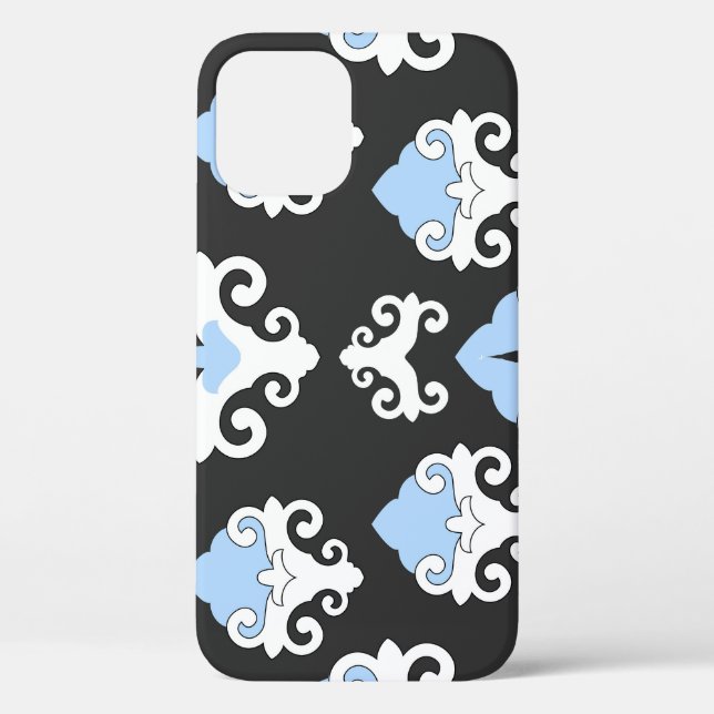 Blue Flowers Gray Background Pattern Case-Mate iPhone Case (Back)