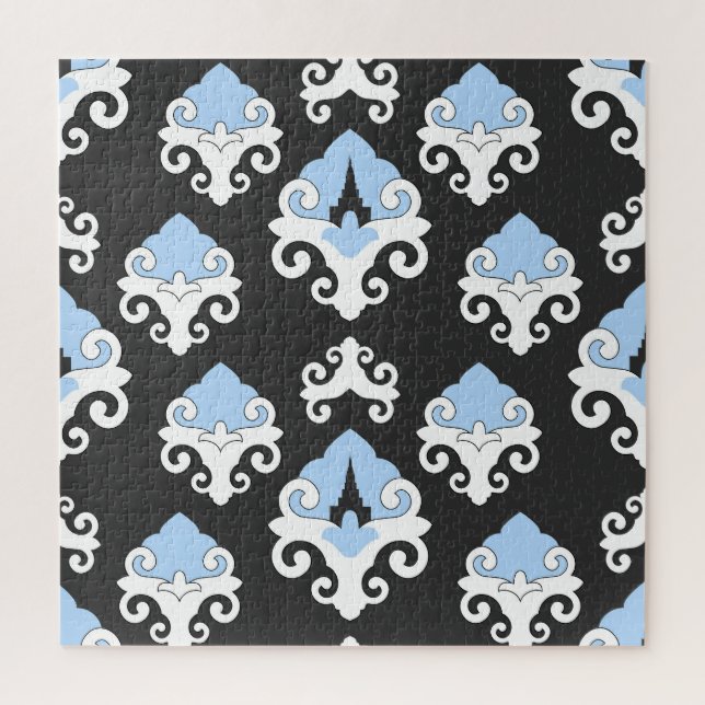 Blue Flowers Gray Background Pattern Jigsaw Puzzle (Vertical)
