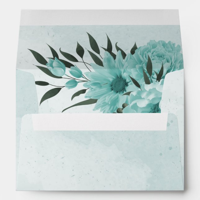  blue flowers greenery wedding envelope (Back (Bottom))