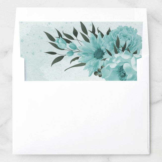  blue flowers greenery wedding envelope liner (In Envelope)