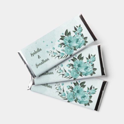  blue flowers greenery wedding hershey bar favors