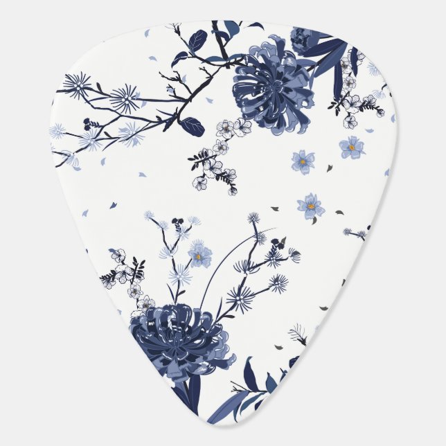 Blue flowers guitar pick (Back)