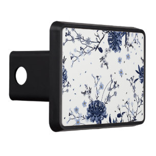 Blue flowers hitch cover