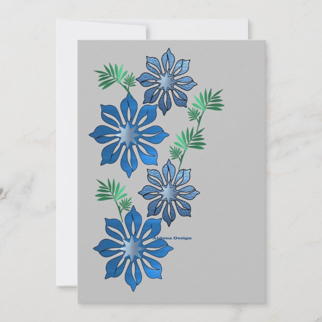 Blue Flowers  Holiday Card (Front)