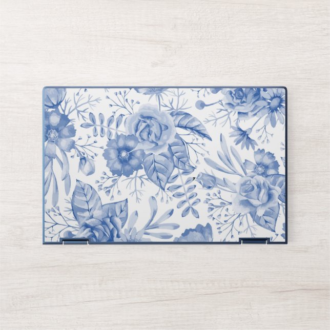 Blue flowers HP Elite Dragonfly Notebook Skin (Front)