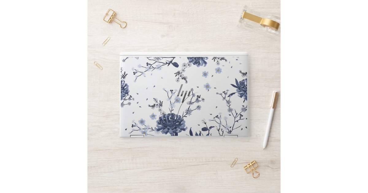 Blue flowers HP laptop skin | Zazzle