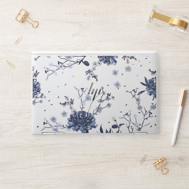 Blue flowers HP laptop skin (Desk)