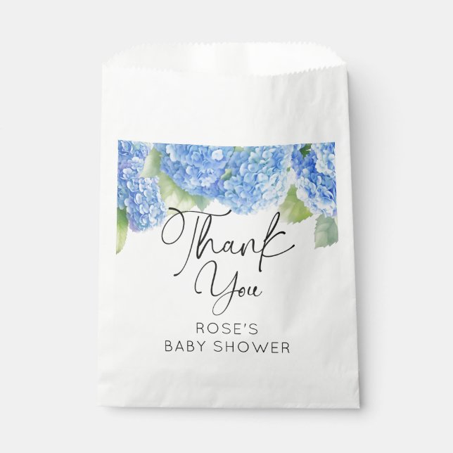  Blue Flowers Hydrangea Baby Shower Favor Bag (Front)
