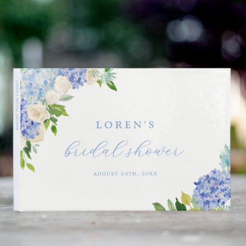 Blue Flowers Hydrangea Bridal Shower Guest Book