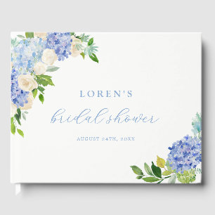 Blue Flowers Hydrangea Bridal Shower Guest Book