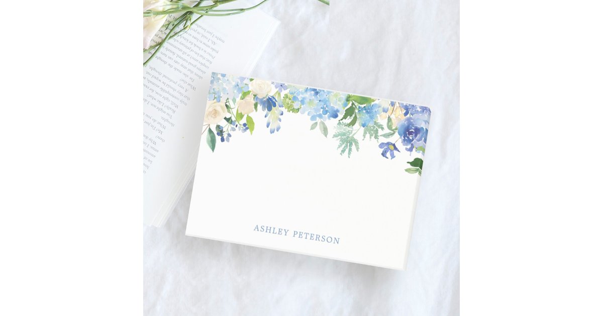 Blue Flowers hydrangea Personalized Notes | Zazzle