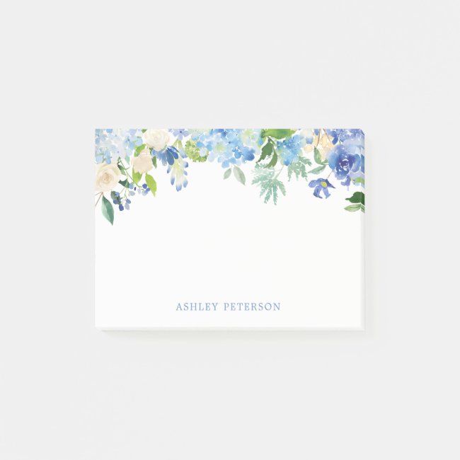 Blue Flowers hydrangea Personalized Post-it Notes
