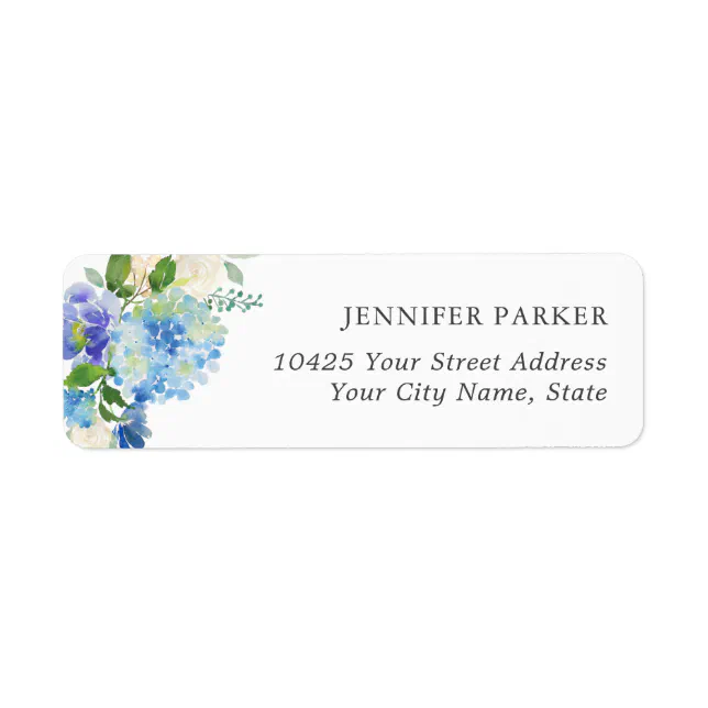 Blue Flowers hydrangeas Return Address Labels | Zazzle