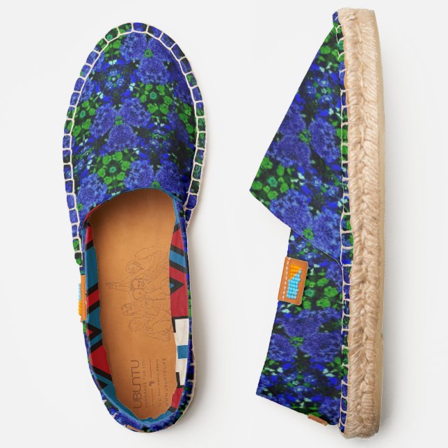 Blue Flowers in a Kaleidoscope Pattern Espadrilles (Side)