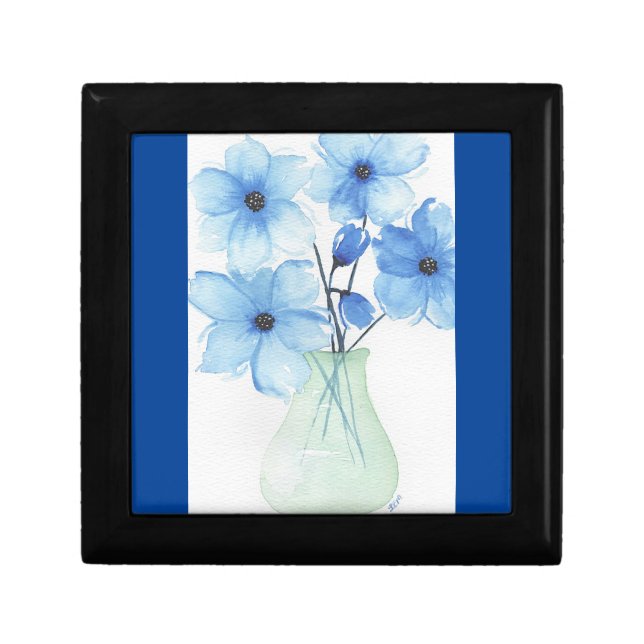 Blue flowers in a vase Note Cards Gift Box (Front)