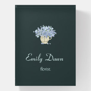Blue flowers in vase gray paperweight