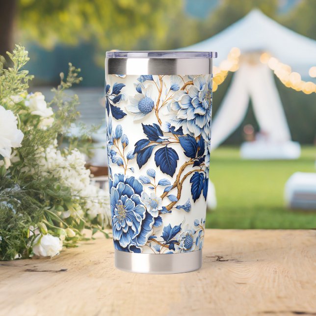 Blue Flowers  Insulated Tumbler (Wedding)