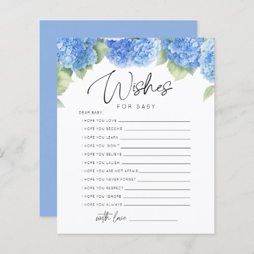 Blue Flowers Its a Boy Wishes Baby Shower Games