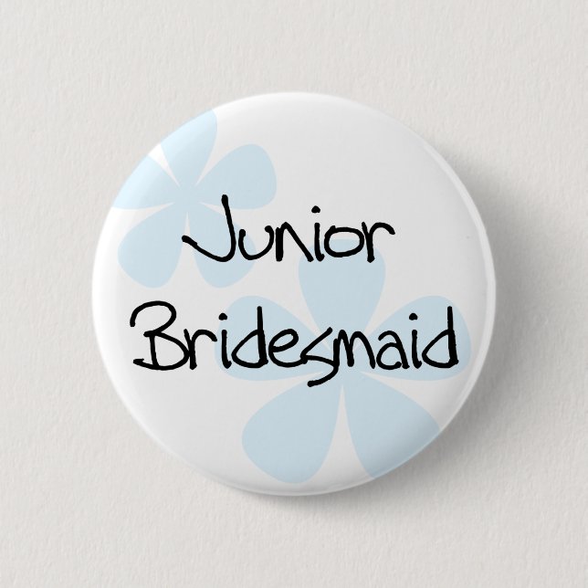 Blue Flowers Jr. Bridesmaid Pinback Button (Front)