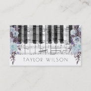 Blue Flowers Keyboard Music Teacher Business Card at Zazzle