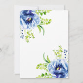 Blue Flowers Lantern Watercolor Bridal Shower Invitation (Back)
