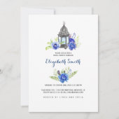 Blue Flowers Lantern Watercolor Bridal Shower Invitation (Front)
