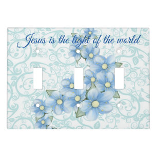Blue Flowers Light Switch Cover