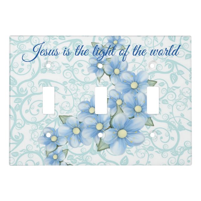 Blue Flowers Light Switch Cover (Front)