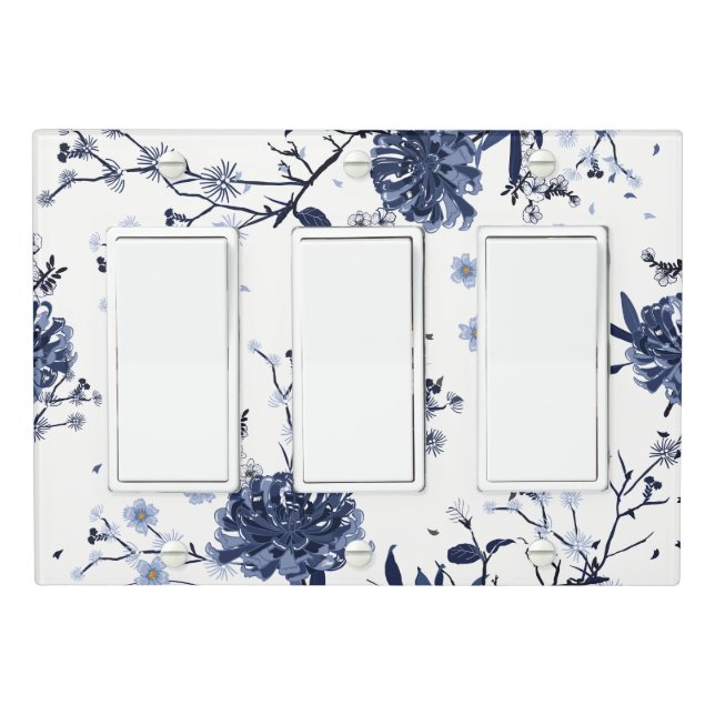 Blue flowers light switch cover (In Situ)
