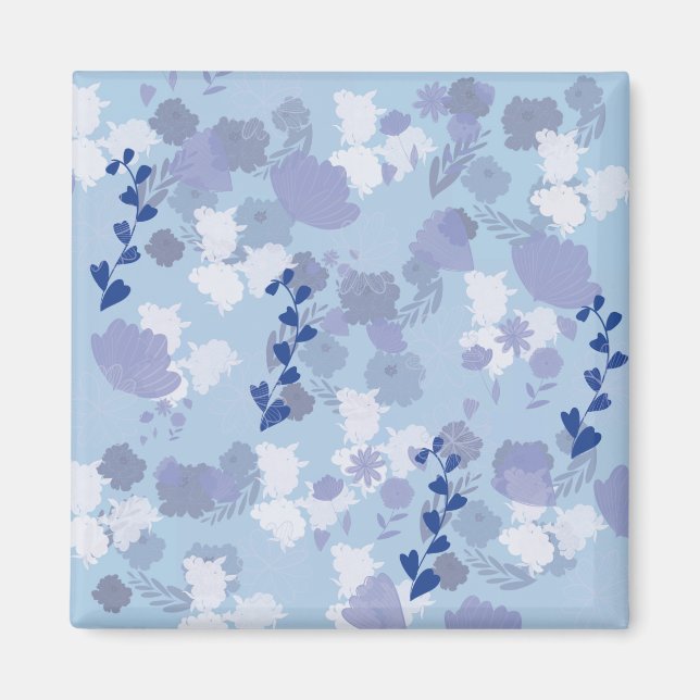 Blue Flowers Magnet (Front)