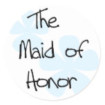Blue Flowers Maid of Honor Classic Round Sticker
