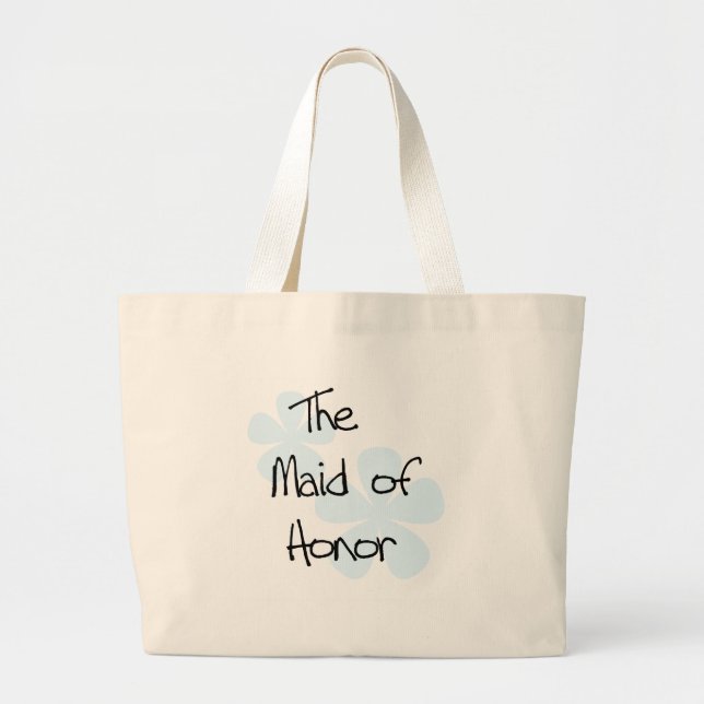 Blue Flowers Maid of Honor Large Tote Bag (Front)