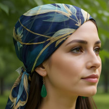 Blue Flowers Mandala Chiffon Scarf