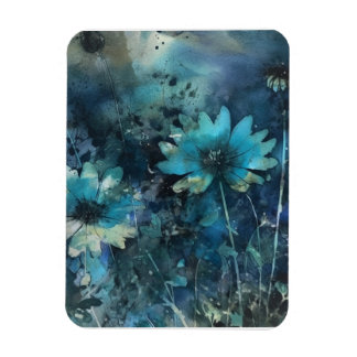 Blue Flowers Mixed Media Magnet